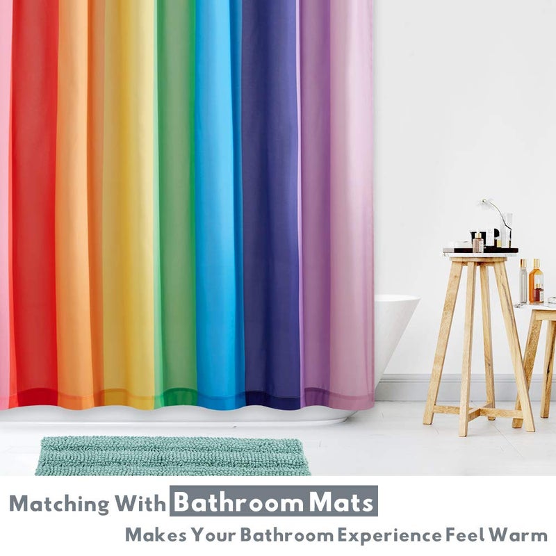KGORGE Shower Curtain for Bathroom - Farmhouse Rainbow Stripe Pattern Boho Waterproof Washable Shower Curtain for Bathtub Camper Backdrop, 72 x 72 inches, Hooks Included - Image 5